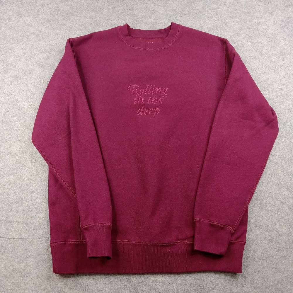 Adele Sweatshirt Mens Medium Red Fleece Pullover Rolling In The Deep Music